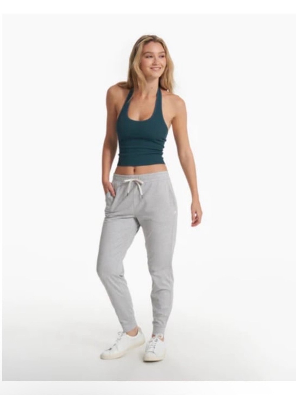 Vuori Simplicity Halter Ribbed Top in Beryl Size XS - Picture 10 of 10